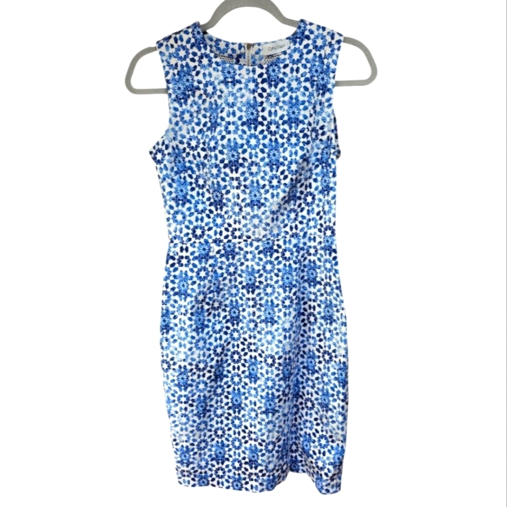 Calvin Klein Blue and White Sleeveless  Dress